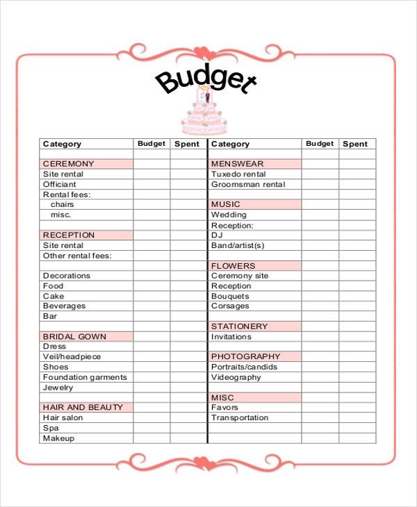 printable budget planner for wedding