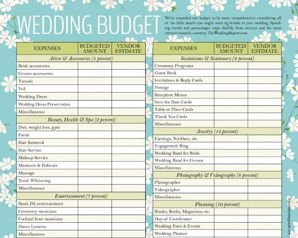 printable budget planner for wedding