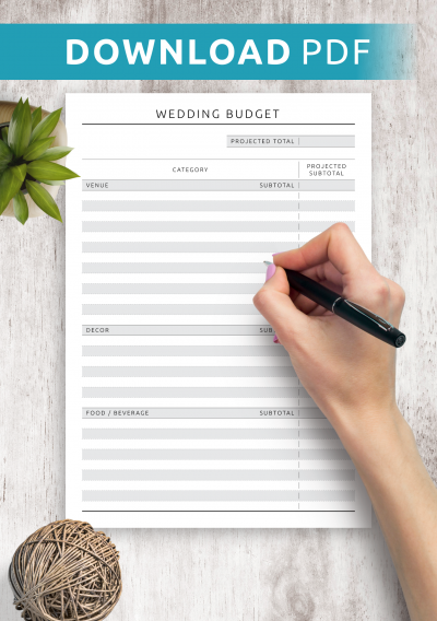 Download Printable Wedding Budget Template - Original PDF