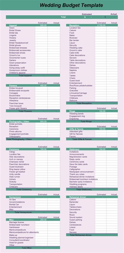 printable budget planner for wedding