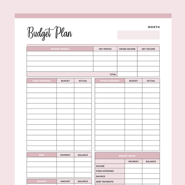 Printable Budget Worksheet | US Letter &  A4 PDF | FREE Download ...