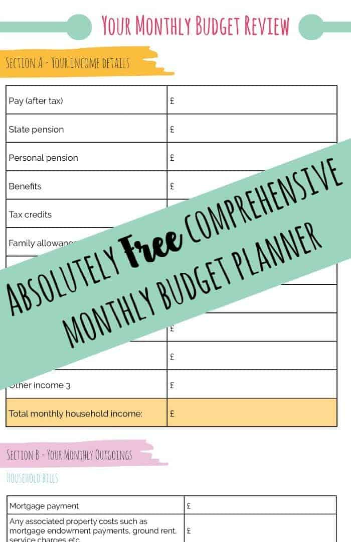 free downloadable monthly budget planner