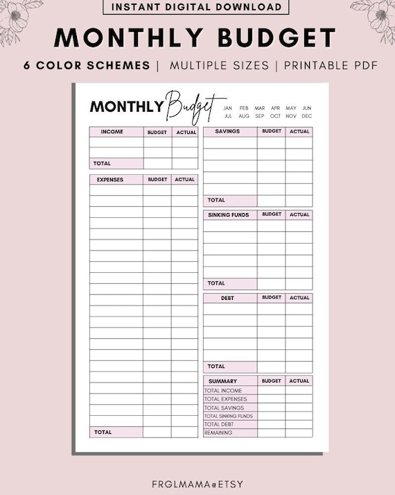 printable budget planner worksheet