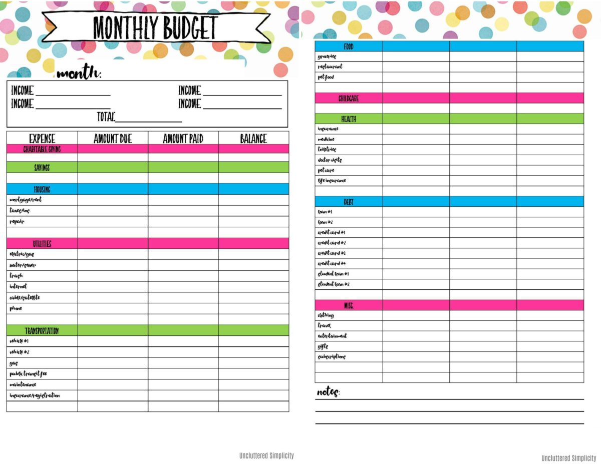Free Printable Budget Planning Worksheets | Organize &  Declutter