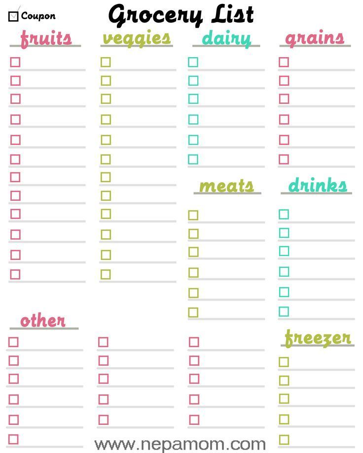 Grocery Shopping List Template--print this template out and save ...