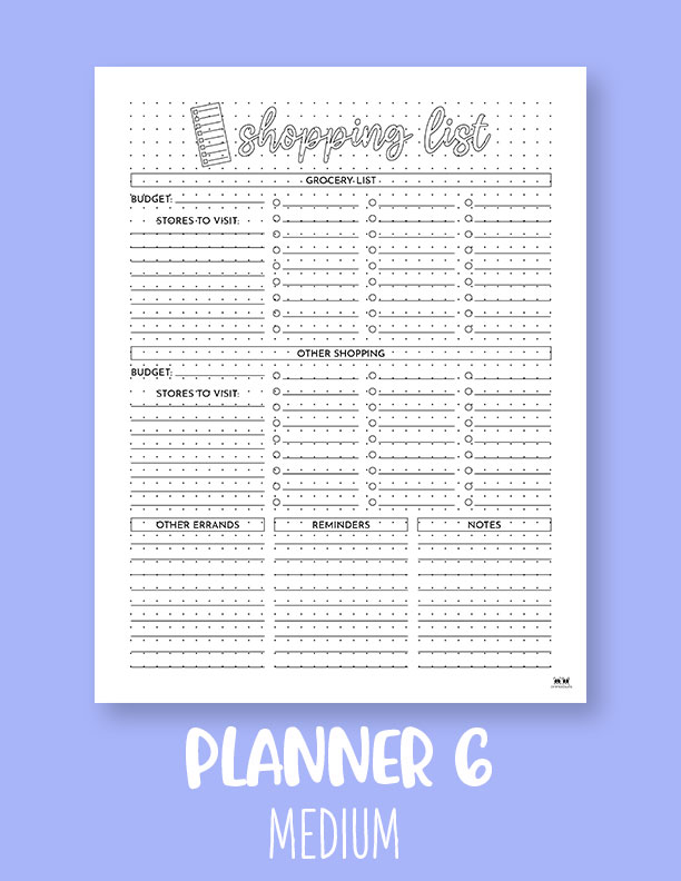 Shopping List Planner Pages - 2024 Planner Pages | Printabulls