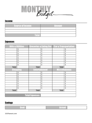 printable budget worksheet monthly