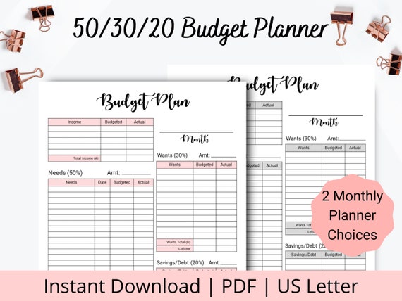 50 30 20 Budget Printable 50 30 20 Budget Easy Monthly Budget ...