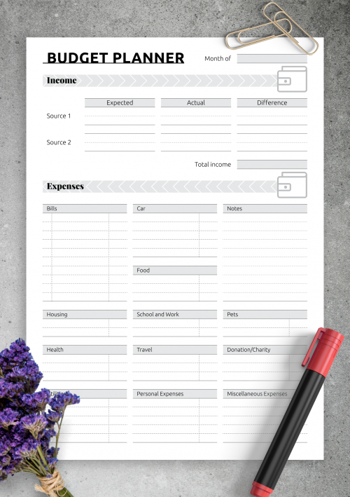 Printable Budget Templates - Download PDF A4, A5, Letter size