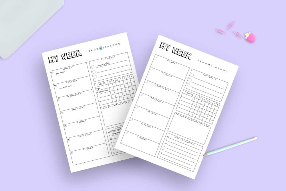 printable bullet journal pages 2018
