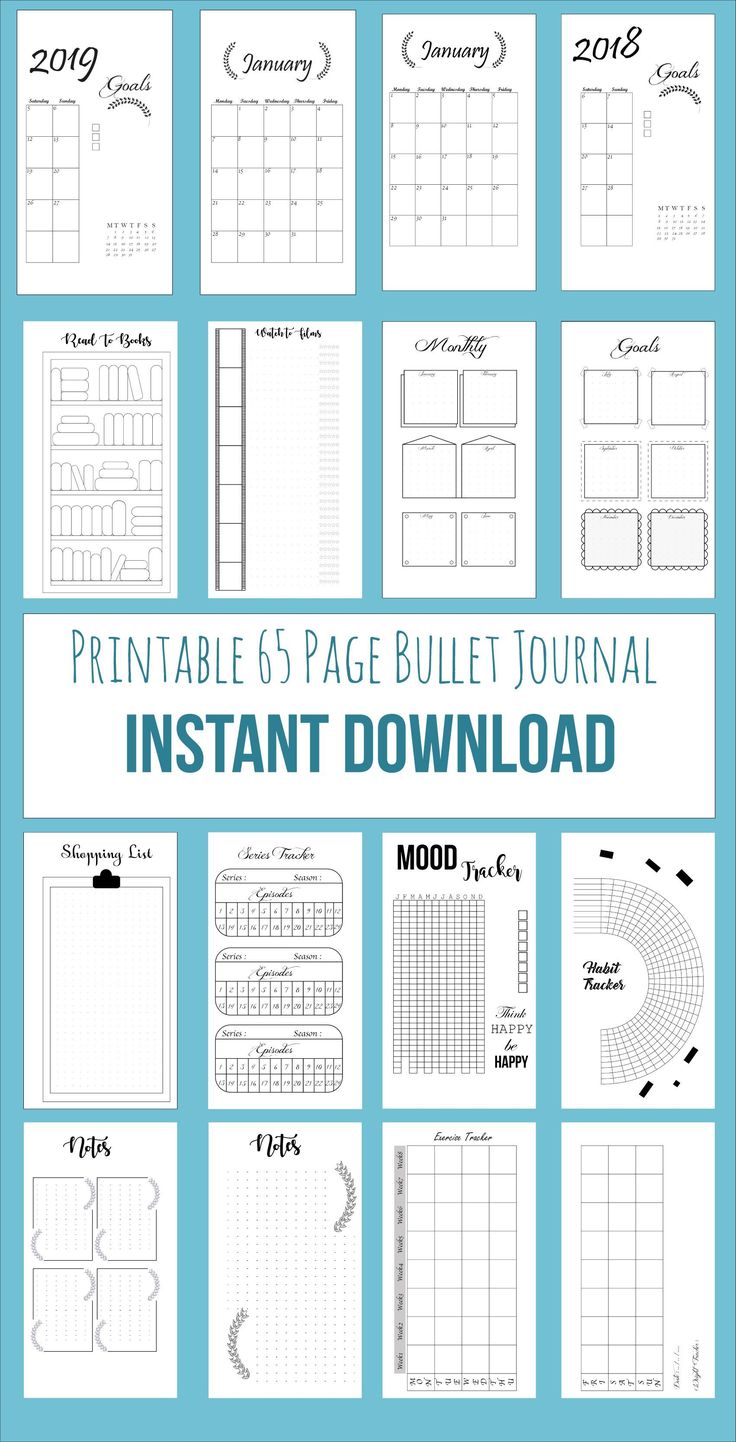 printable bullet journal pages 2018