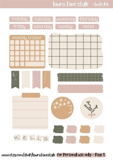 Printable Bullet Journal Kit, Bullet Journal Printable Stickers 843