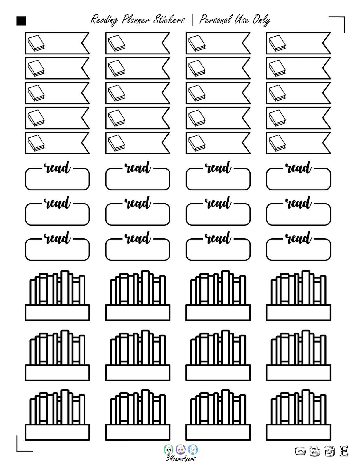 Book Reading Stickers | Free Printable Planner and Bullet Journal ...