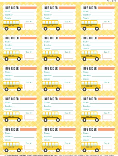 printable bus tags for students