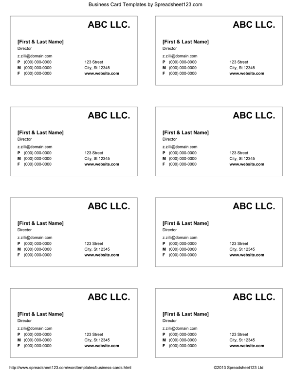 printable business cards template free
