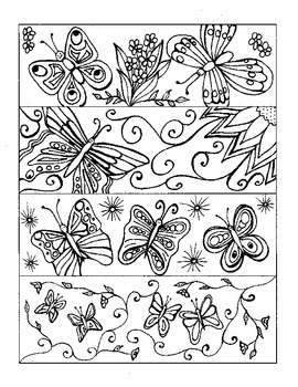 Butterfly Bookmarks to Color by Rosies Library | TPT