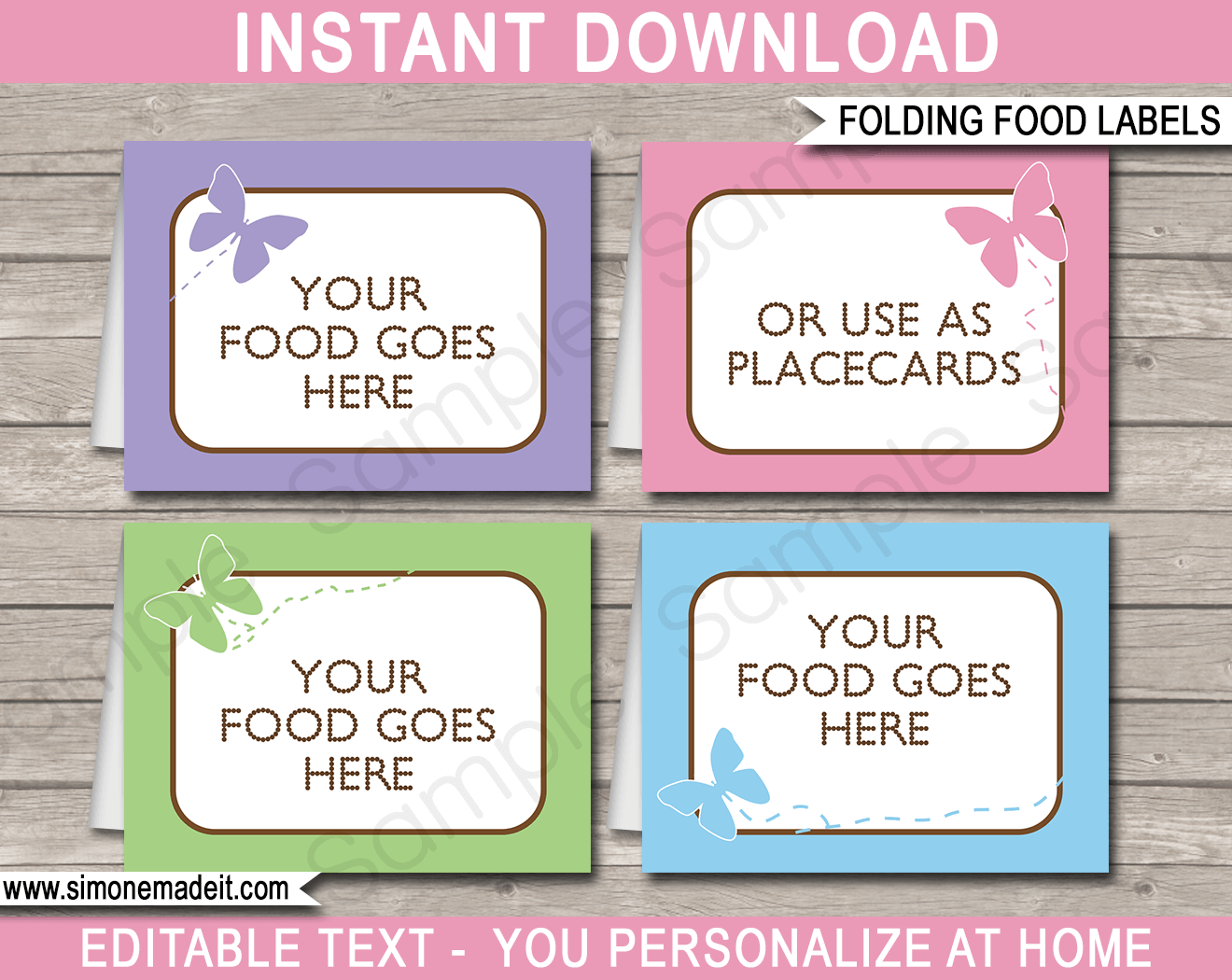 printable butterfly place cards