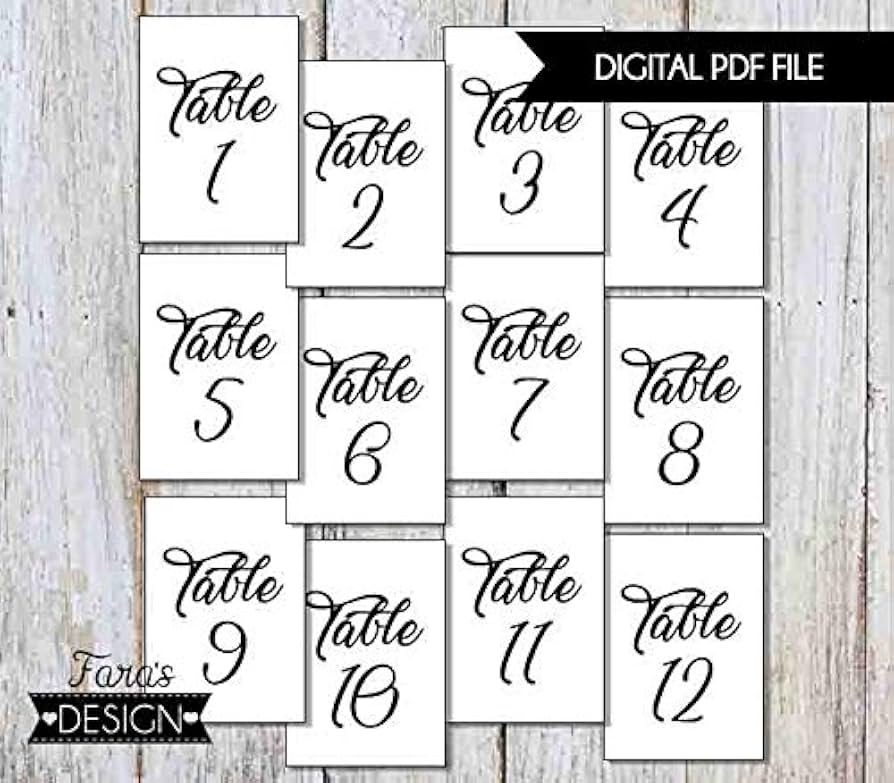 Minimalist PRINTABLE- Table Numbers - Worksheets Library