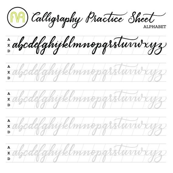Calligraphy Practice Sheets Lowercase Alphabet Lettering Digital ...