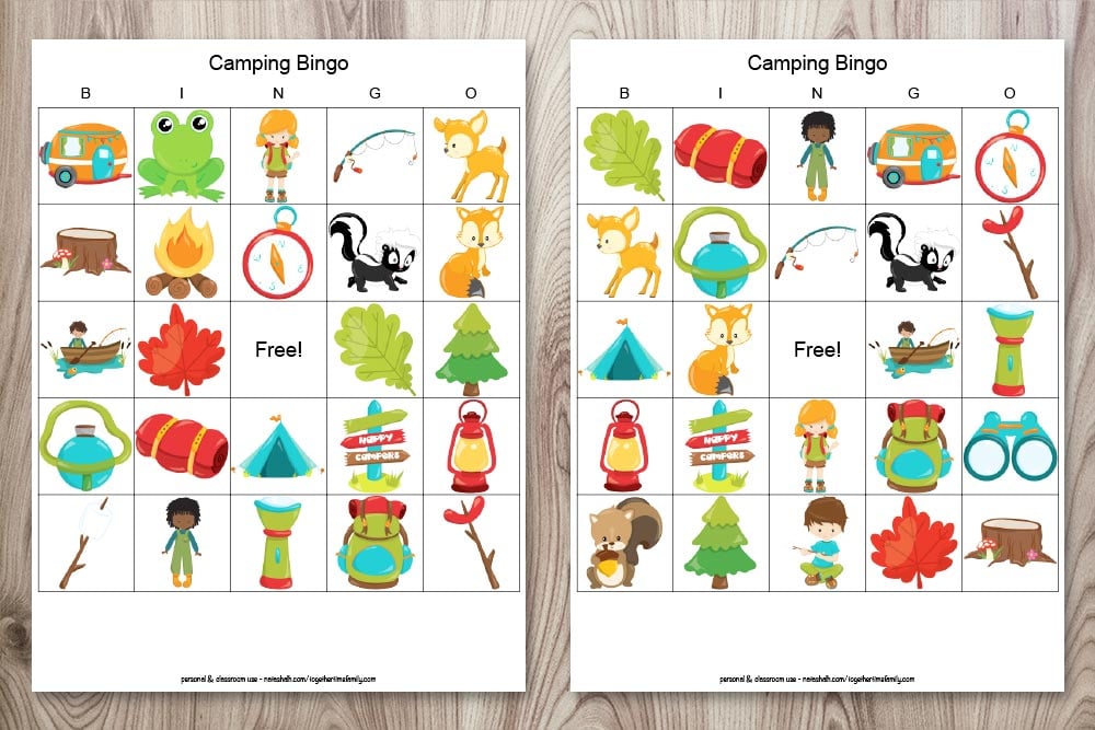 printable camping bingo cards