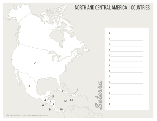 North and Central America: Countries Printables - Seterra
