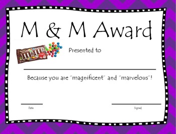 Candy Bar Award Certificates