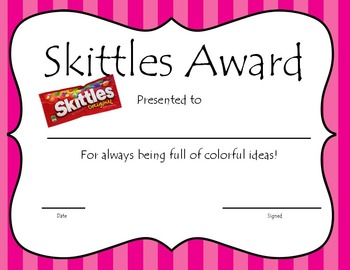 Candy Bar Award Certificates