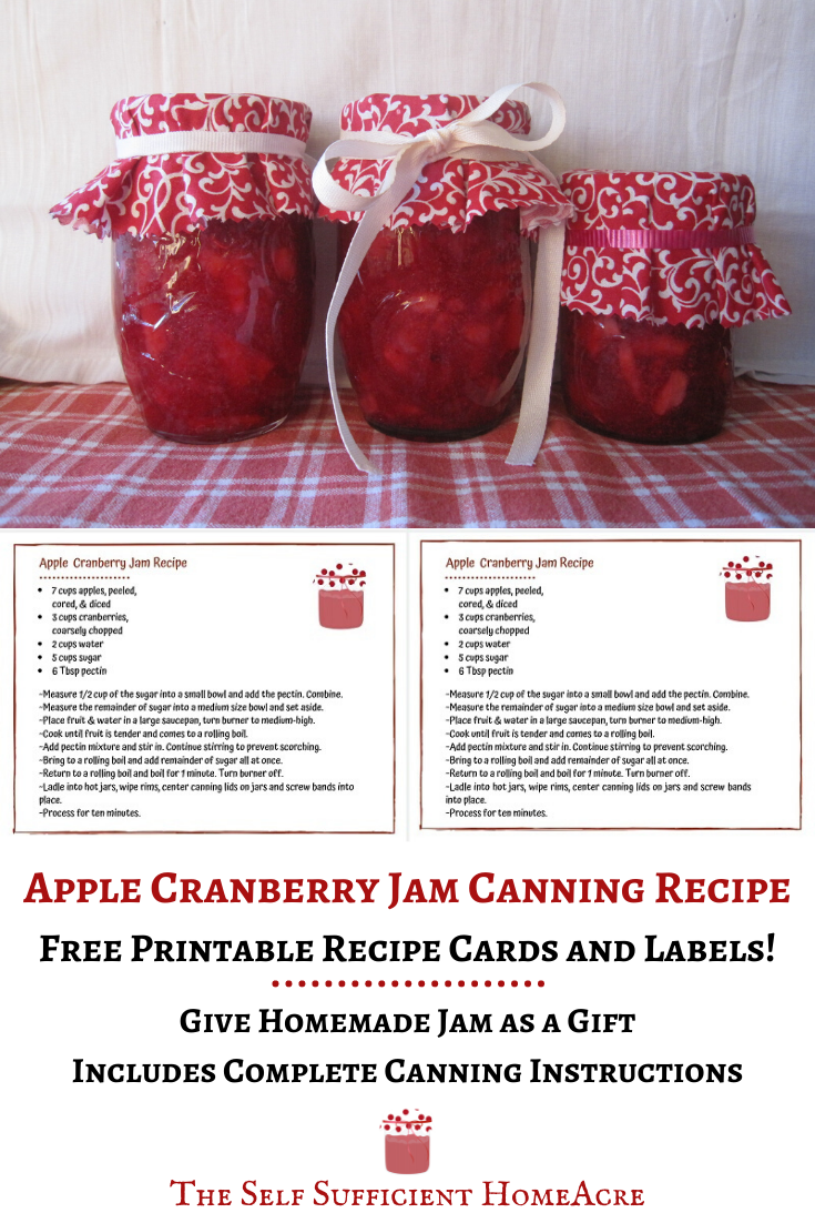 Apple Cranberry Jam Canning Recipe with Free Labels! - The Self ...