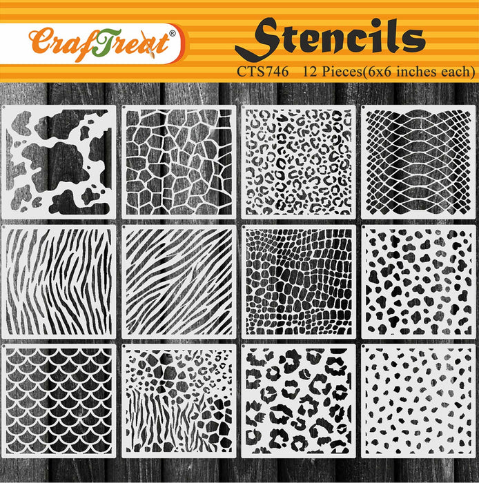 CrafTreat 12Pcs Animal Skin Print Cookie Stencil for Cake ...