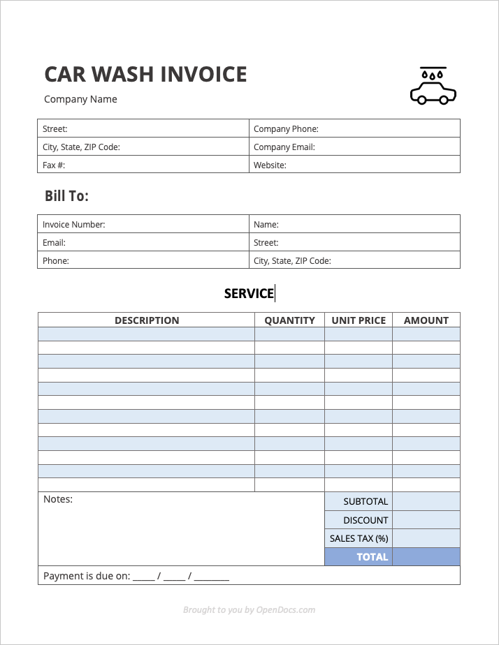 Free Car Wash Invoice Template | PDF | WORD | EXCEL
