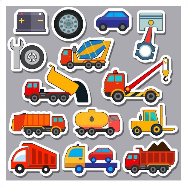 Free Vector | Transport vehicles stickers colelction