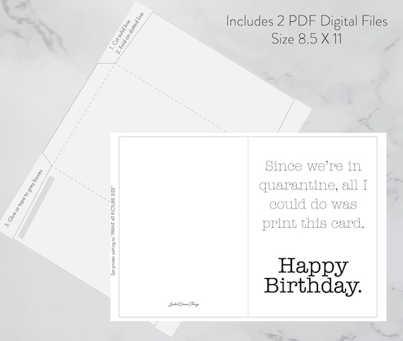 Printable Birthday Card &  Envelope Since Were in Quarantine All I ...