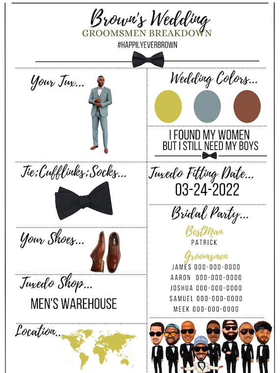 Groomsman Breakdown Card-groomsman INSTANT DOWNLOAD Editable on ...