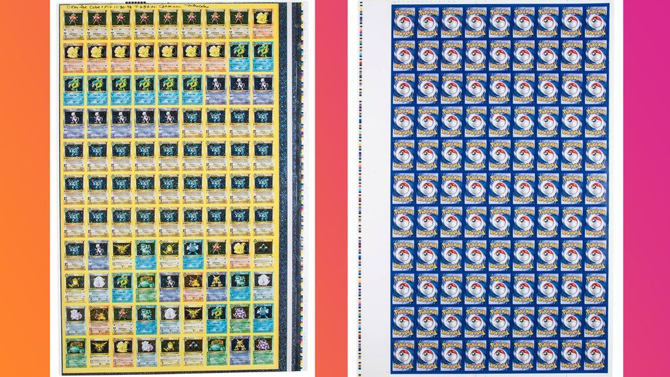 Pokémon: Rare un-cut sheet of first edition cards sold at auction ...