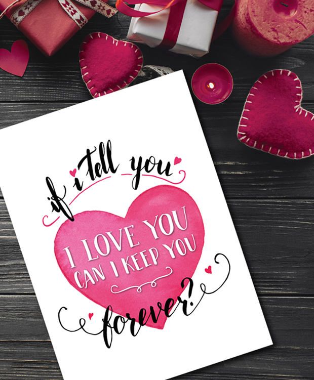 Valentines Day Digital Card for Her Him, Printable Love Card ...