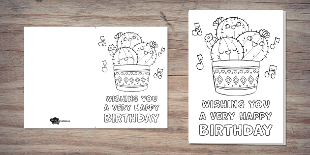 printable cards to color birthday