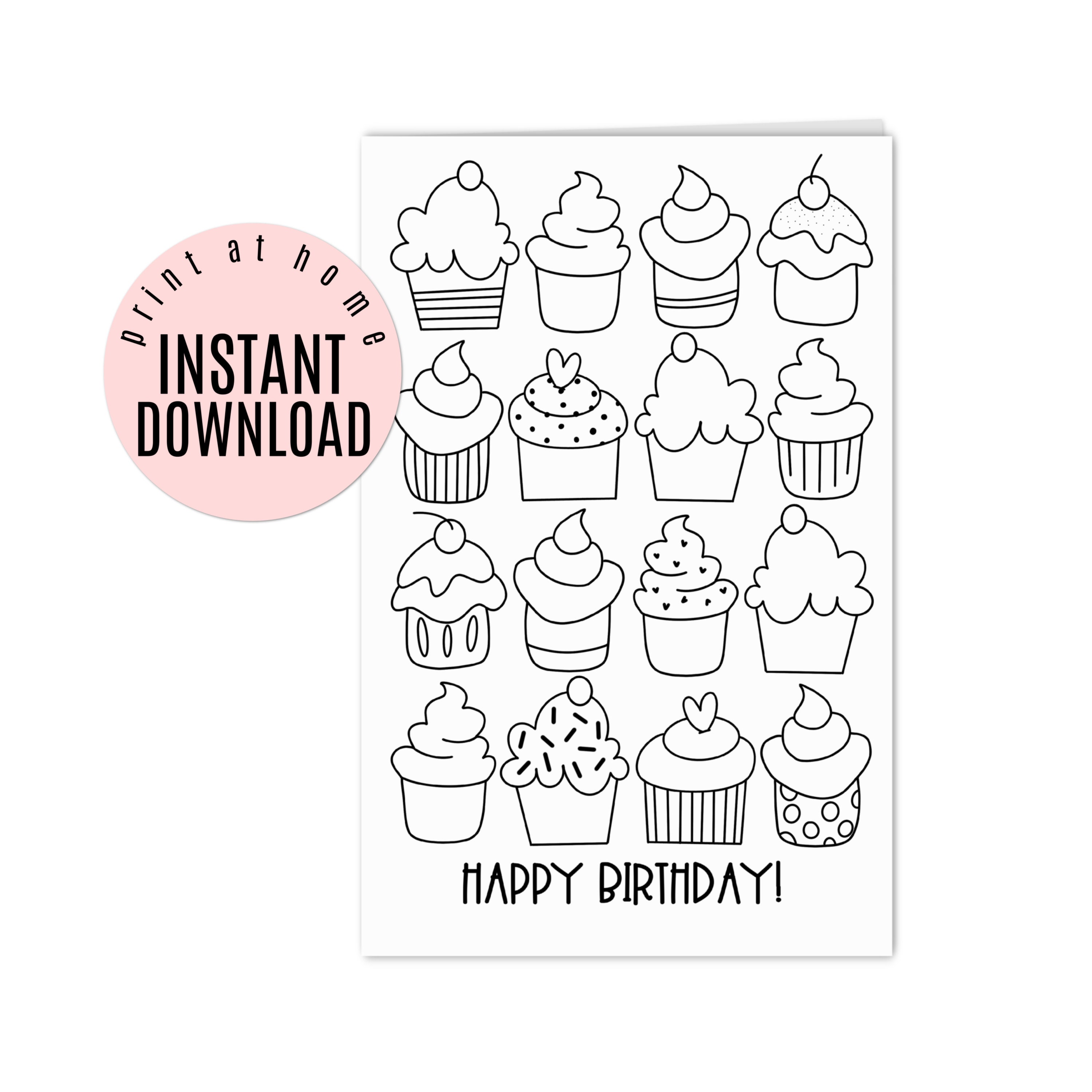 printable cards to color birthday