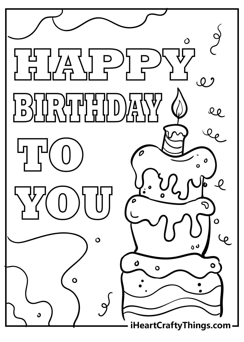 printable cards to color birthday