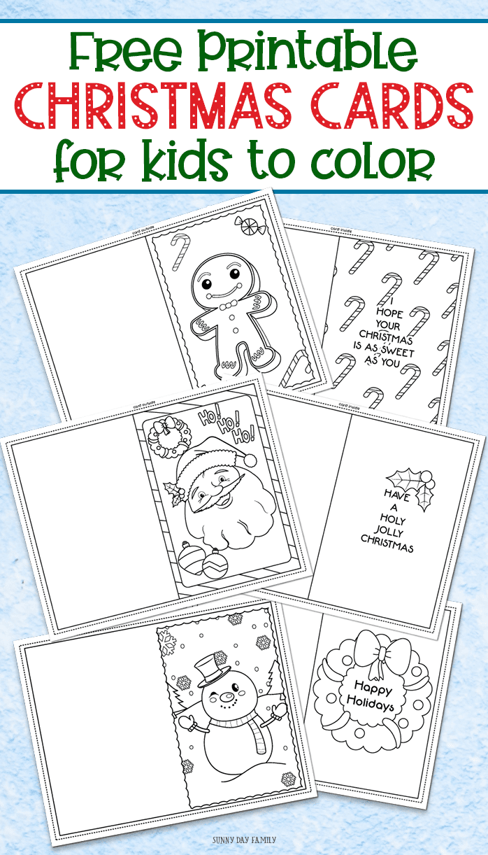 3 Free Printable Christmas Cards for Kids to Color | Sunny Day Family