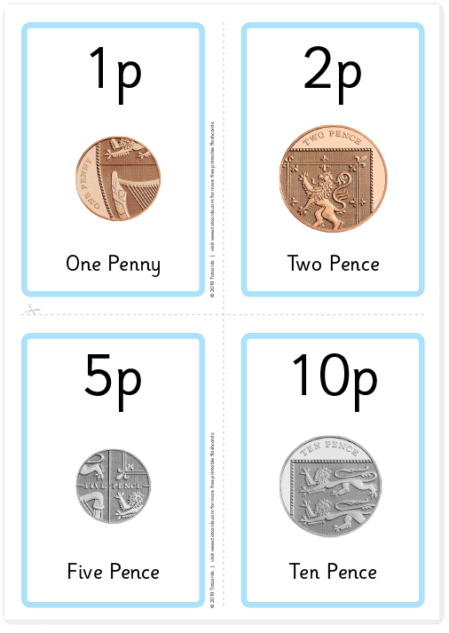 Free UK money flashcards for kids - Totcards