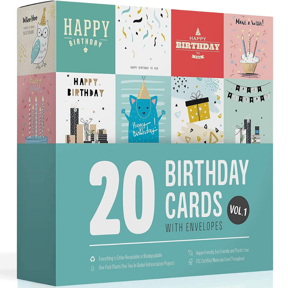 Pack of Birthday Cards | 20 Cards + 20 Envelopes | Suitable for ...