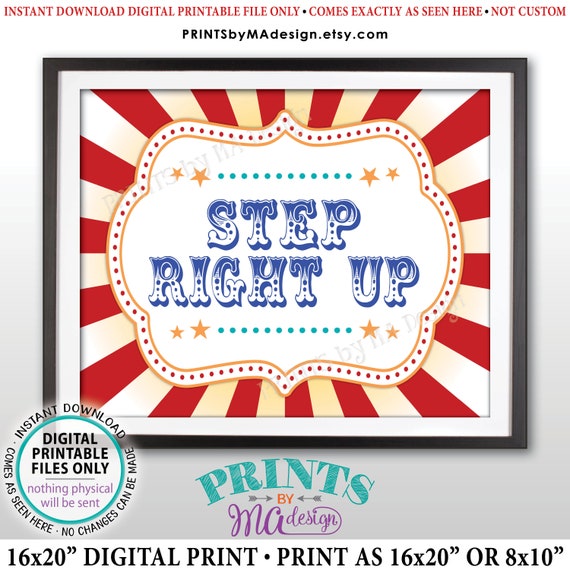Step Right up Carnival Games Sign, Carnival Party Sign, Circus ...