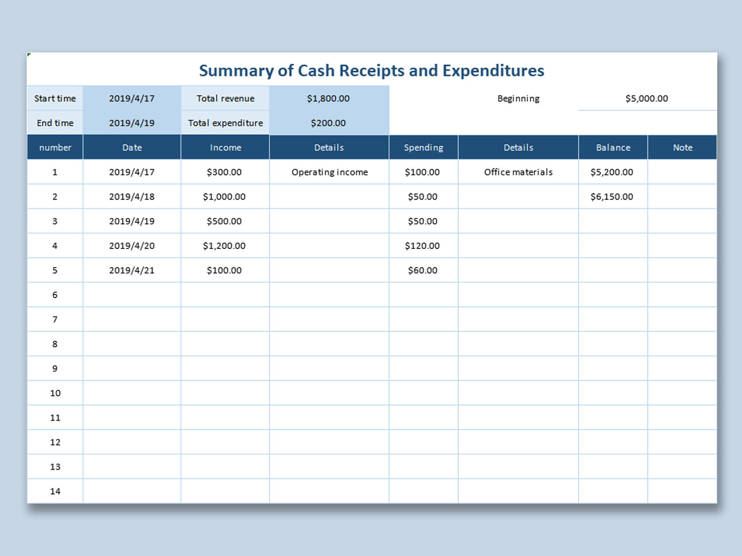 printable cash receipt journal