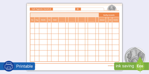 Cash Payments Journal Editable Format (teacher made)