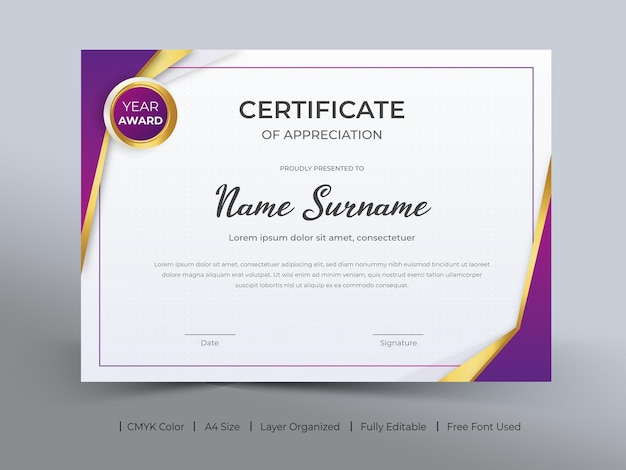 Premium Vector | Printable certificate template