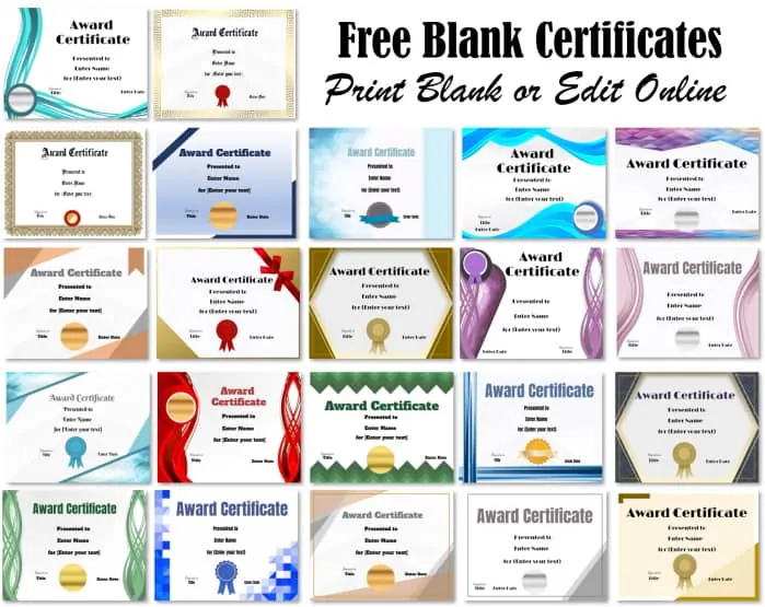 printable certificates and awards