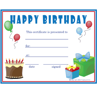 Free Birthday (Boy) Certificates, Certificate Free Birthday (Boy)