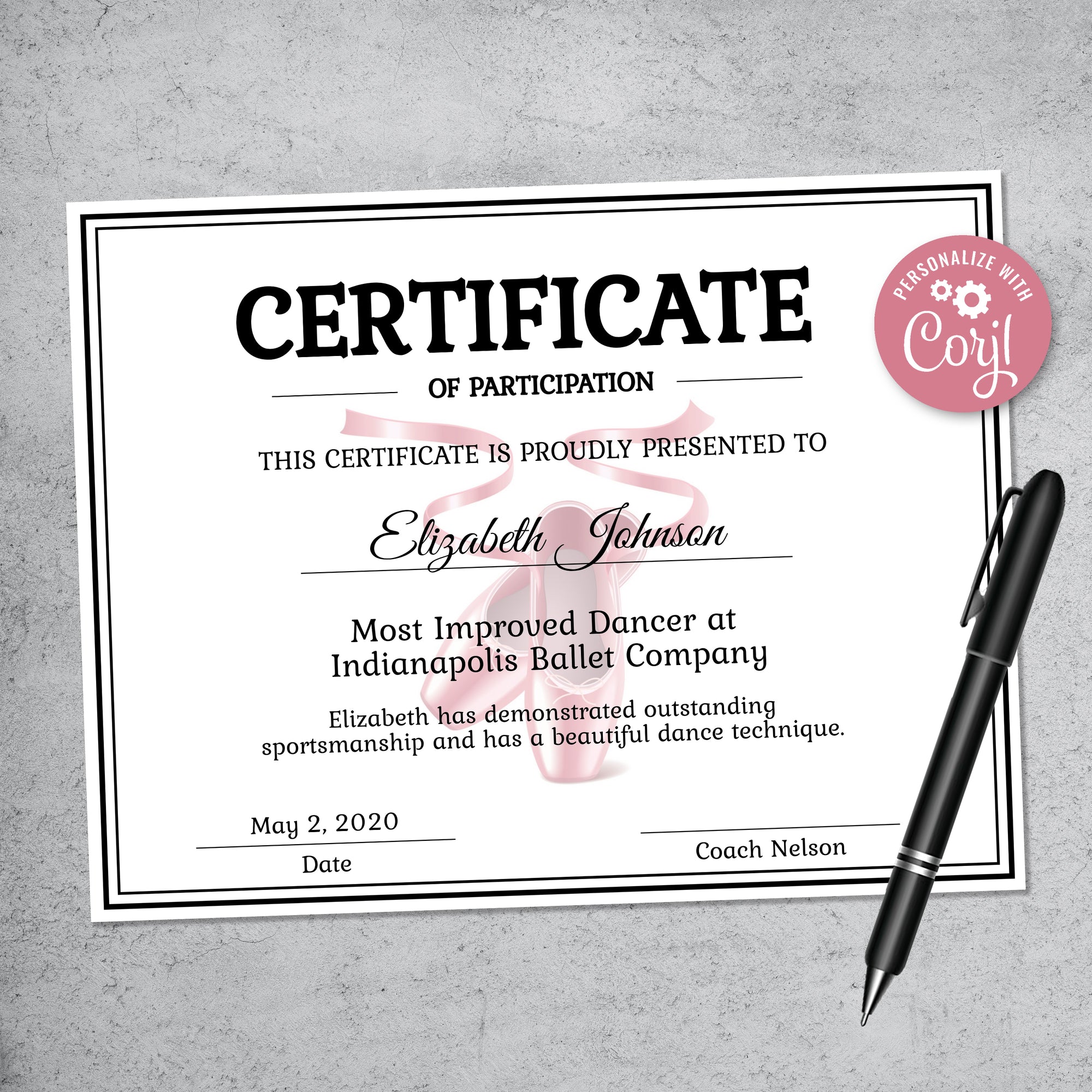 printable certificates dance