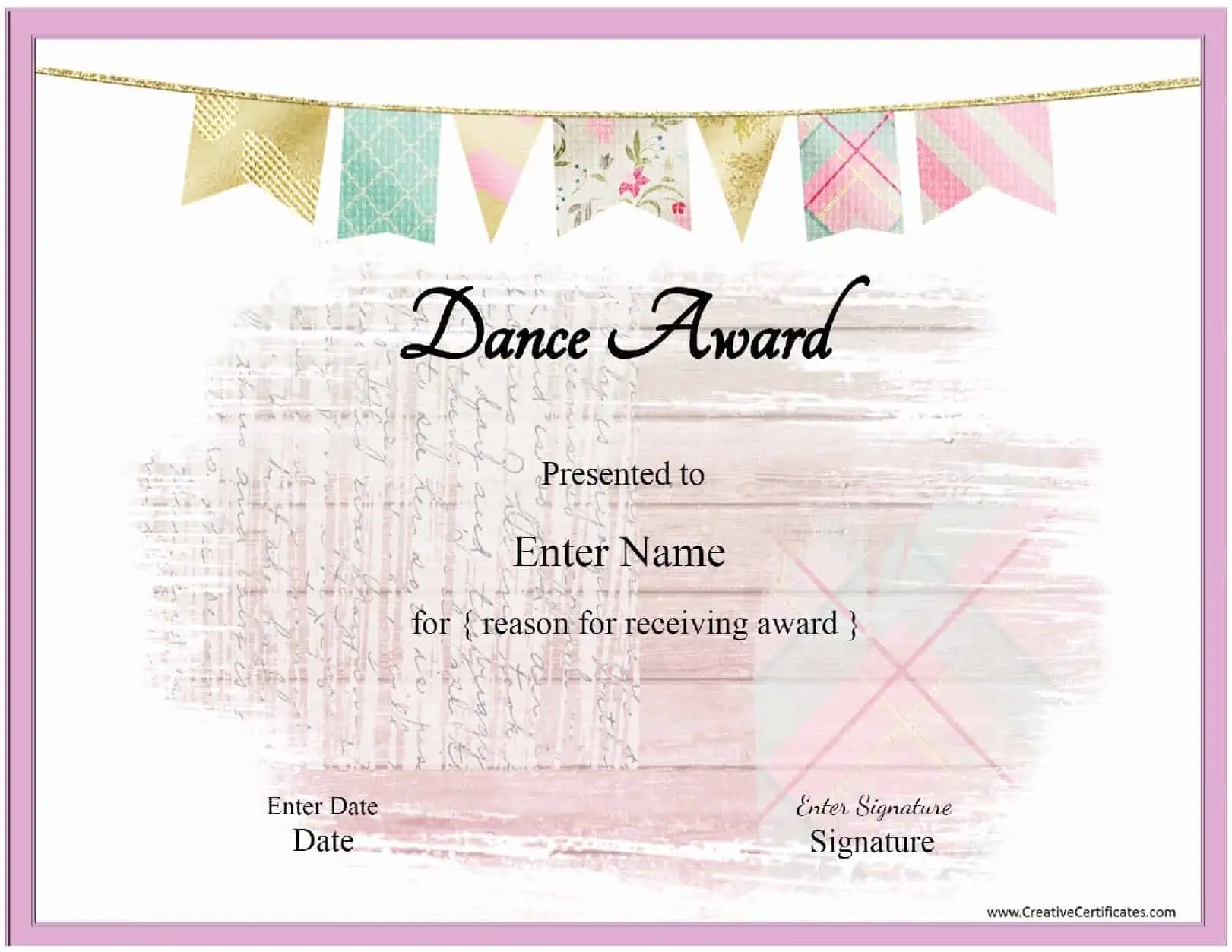 printable certificates dance