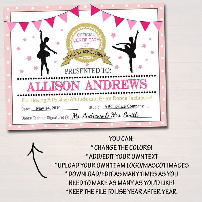 Dancer Certificate , Dancing Award, Dancer Printable ...